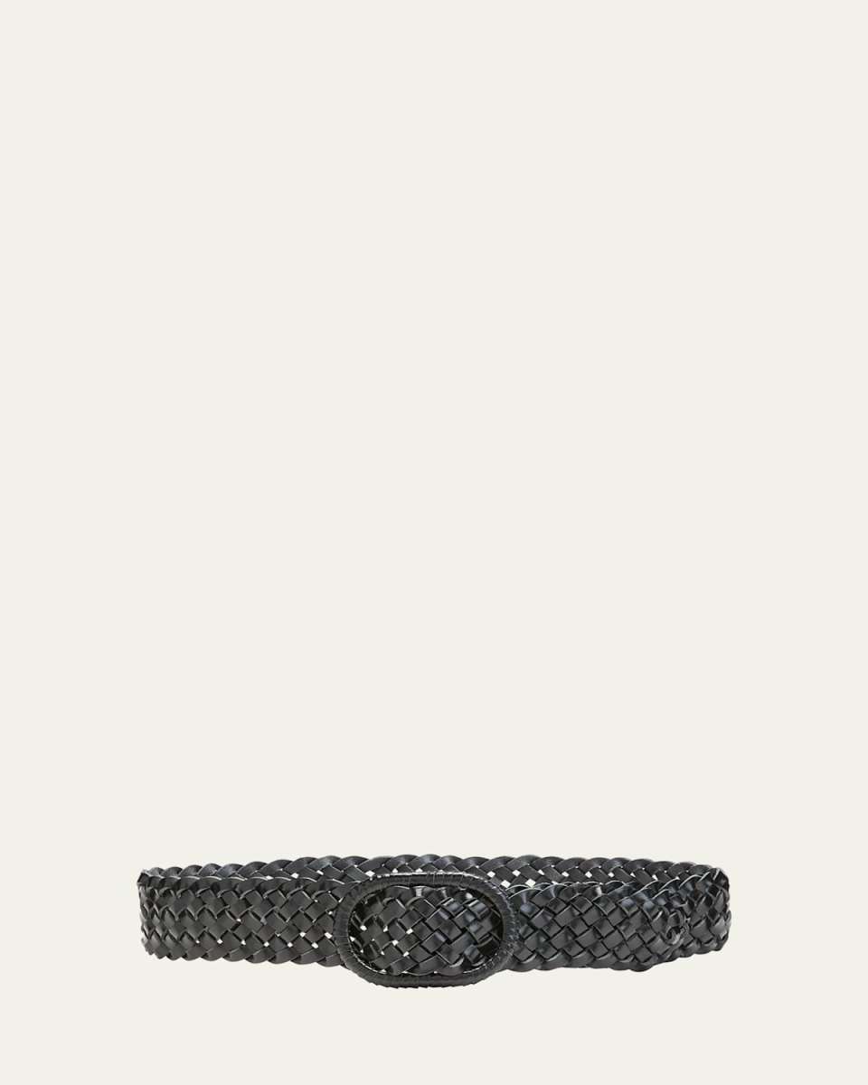 Braided Leather Wide Belt